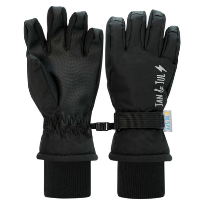 Black | Kids Waterproof Snow Gloves
