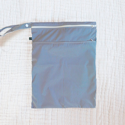 Wet Bag - Faux Seersucker Navy Blue