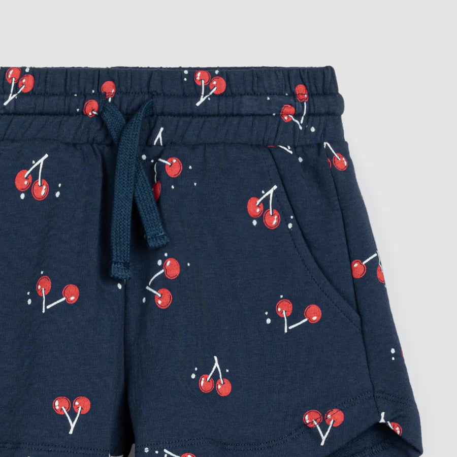 Cherry Print Navy Shorts