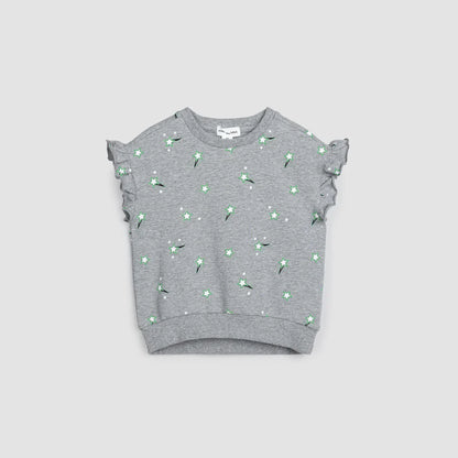Kids All Star Print Grey Terry Top (Size 5)