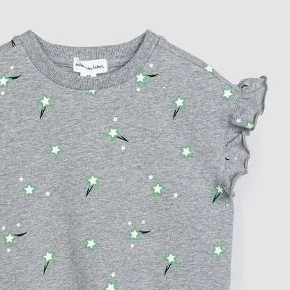 Kids All Star Print Grey Terry Top (Size 5)