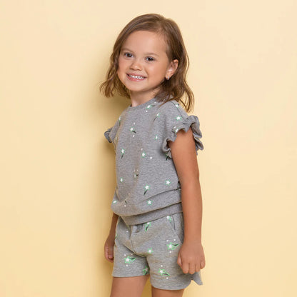 Kids All Star Print Grey Terry Top (Size 5)
