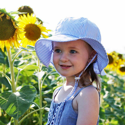Cotton Floppy Hat- Blue Stripes