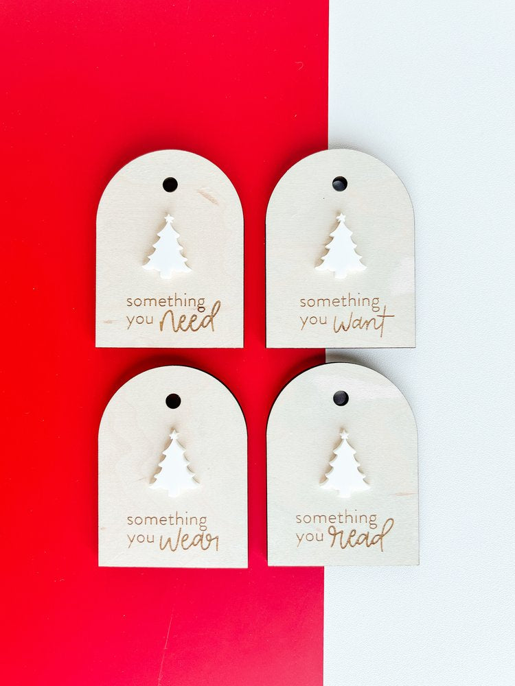 Want, Wear, Need, Read – Gift Tags