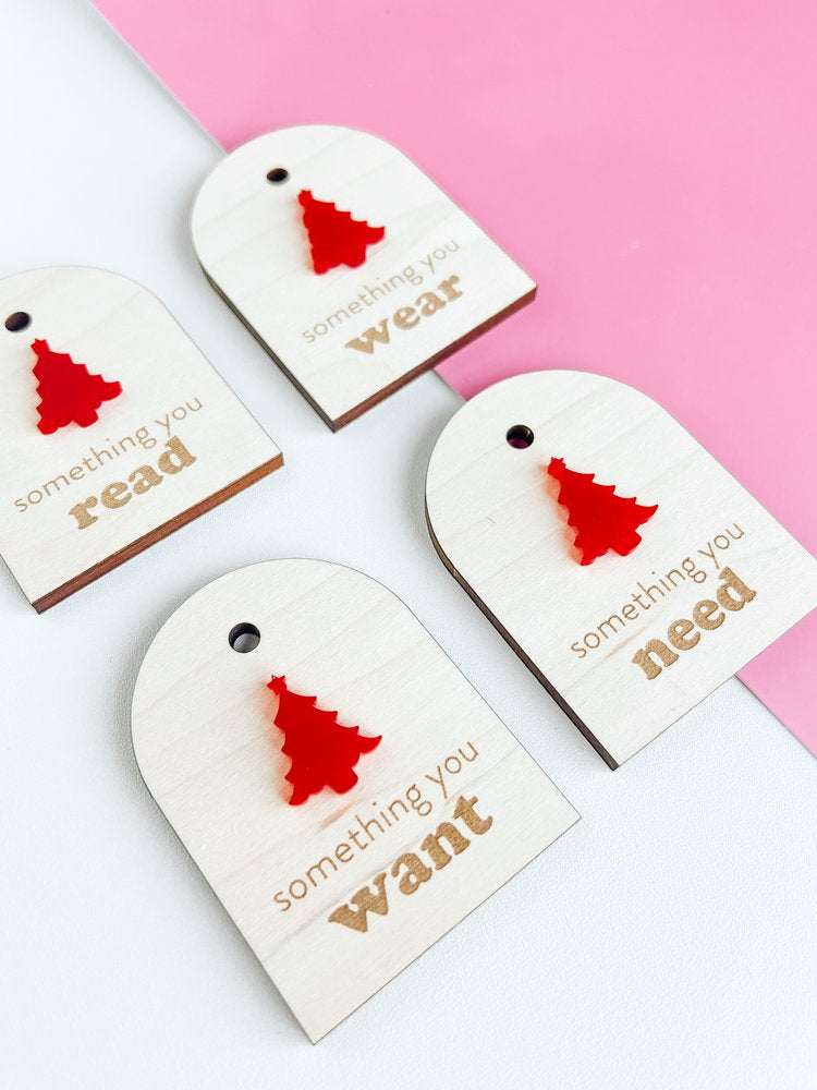 Want, Wear, Need, Read – Gift Tags