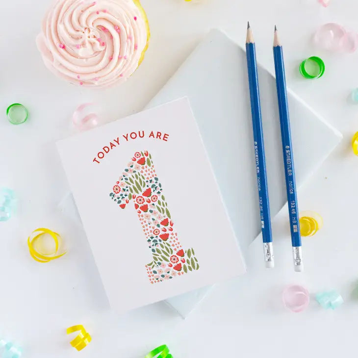 Today You Are 1 Floral First Birthday Card