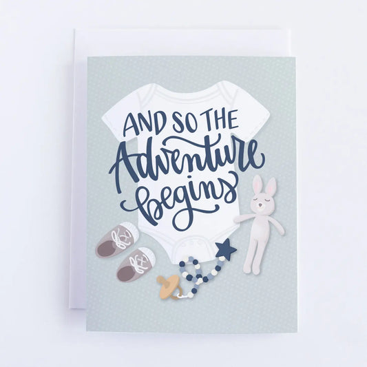And so the Adventure Begins Baby Shower Card
